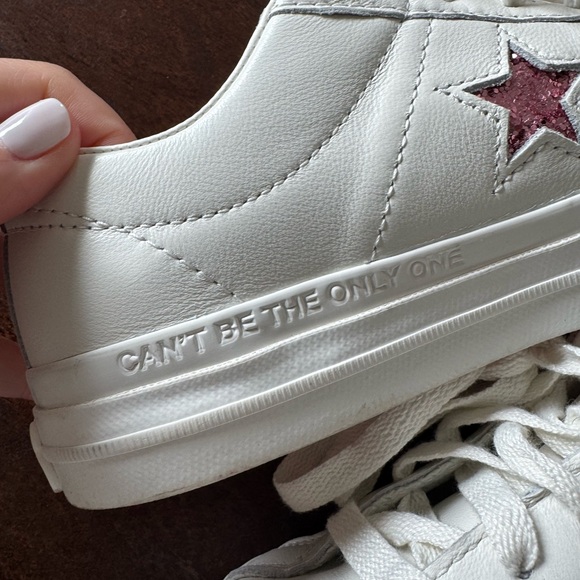 Converse White Sneakers with Pink Star Accents - Picture 11 of 13
